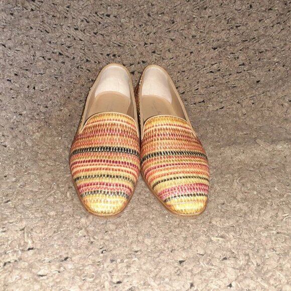 MATTEO BERTONI-Italy-Superb Multicolor Glazed Straw/Leather Flat-Sz 37-Excellent - Picture 3 of 8